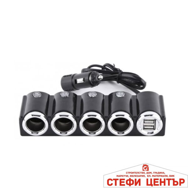 Разклонител за запалка 4-ка + 2 USB 1504