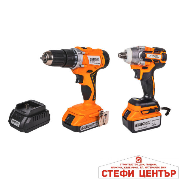 К-т бормашина ударна гайковерт 18V 4Ah 2Ah BAUKRAFT BK-CDIBIW3