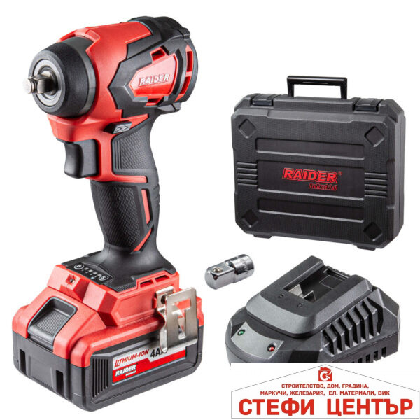 Гайковерт безч 20V 4-ск.4Ah 280Nm 3/8“ и 1/2"куфар RAIDER INDUSTRIAL RDI-IBW03