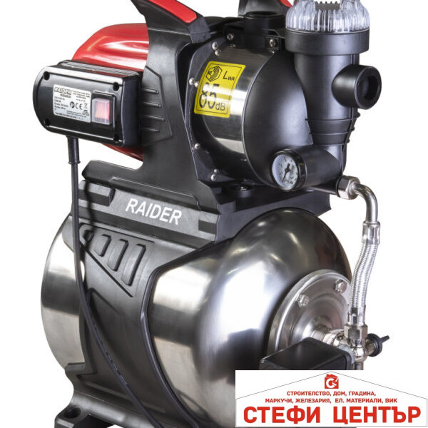 Хидрофор 1200W 1" max 64L/min 3bar 48m Inox+ RAIDER RD-WP1200S