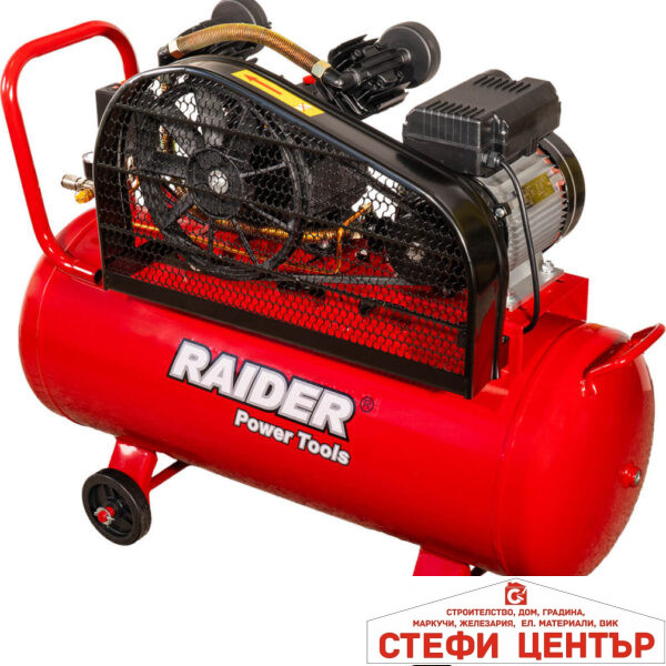 Компресор 100L 1.5kW 170L/min 2цил. ремък RAIDER RD-AC17