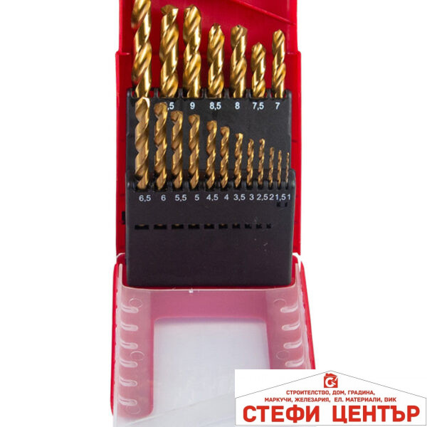 Свредла за метал 19бр. ø1-10mm HSS+TIN к-т