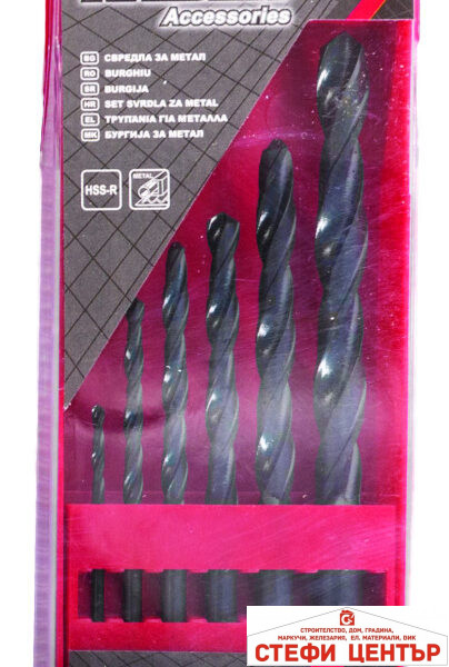 Свредла за метал 6бр. ø2 3 4 5 6 8mm HSS-R к-т