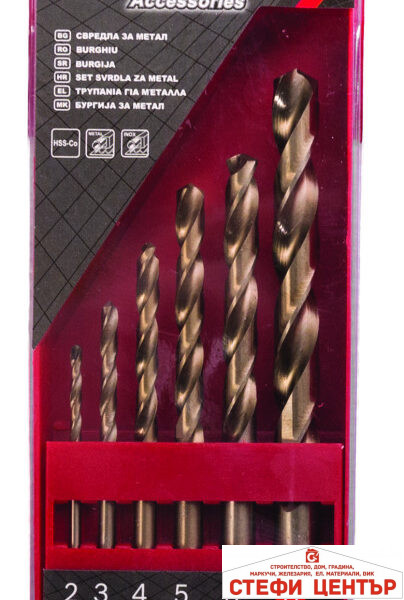 Свредла за метал 6бр. ø2 3 4 5 6 8mm HSS-Co к-т