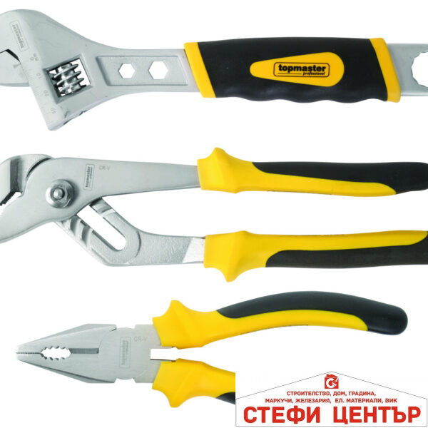 Клещи и френски ключ к-т 3бр CR-V Topmaster Professional
