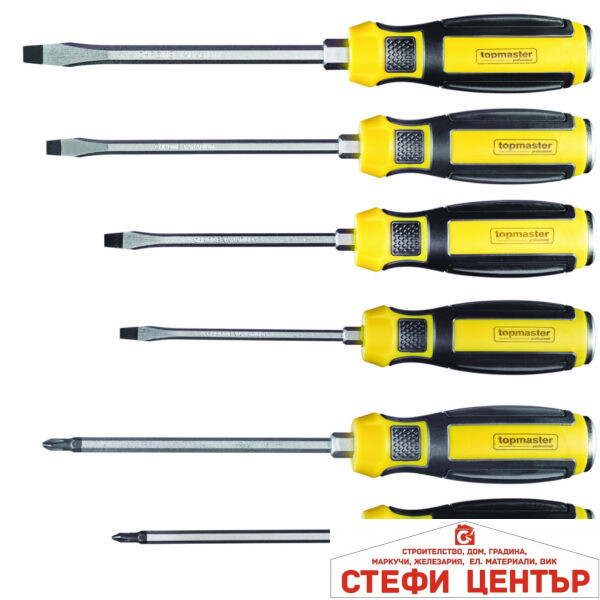 Отвертки к-т 6бр силови с шестгр. CR-V Topmaster Professional