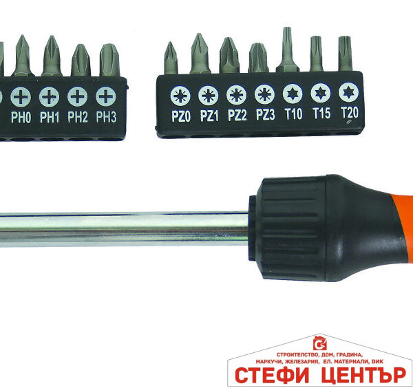 Отвертка-тресчотка Т с накрайници к-т 16 части GADGET