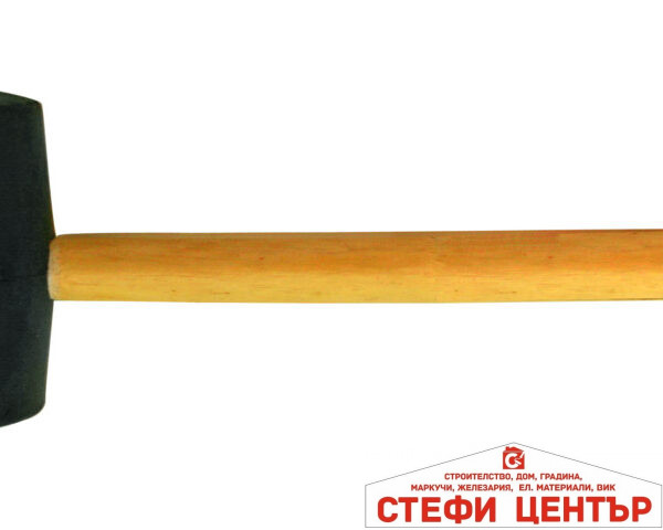 Чук гумен с обла дървена дръжка 340g черен Basic Skillco