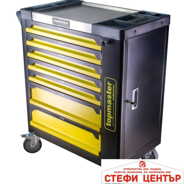 Количка за инструменти 7 чекмеджета 182 части Topmaster Professional