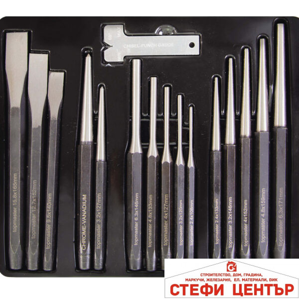 Пробои и секачи к-т 15бр +ъгломер CR-V Topmaster Professional