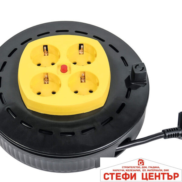 Удължител 15m на макара 4 гнезда MK