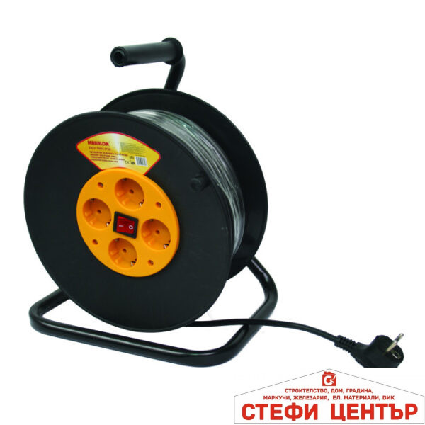 Удължител 50m на макара 4 гнезда MK