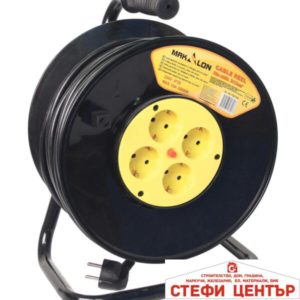 Удължител 25m на макара 4 гнезда MK