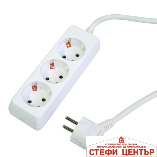 Разклонител 3 гнезда с кабел 1.5m х1.5mm2 MK
