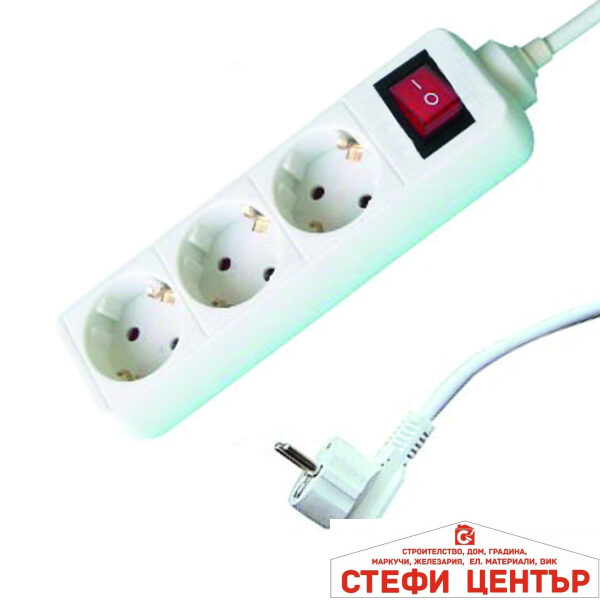 Разклонител 3 гнезда с кабел 5.0m х1.5mm2 с ключMK