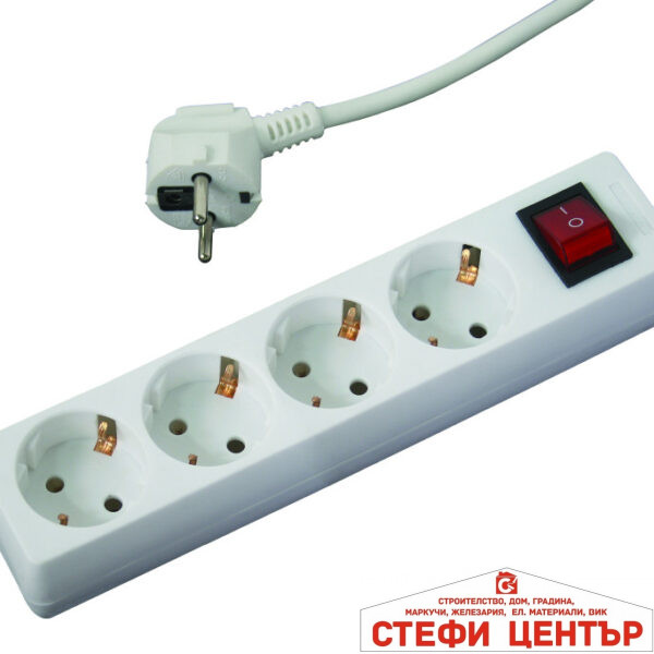 Разклонител 4 гнезда с кабел 3.0m х1.5mm2 с ключMK