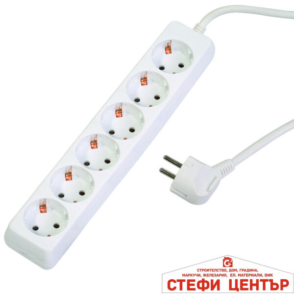 Разклонител 6 гнезда с кабел 1.5m х1.5mm2 MK