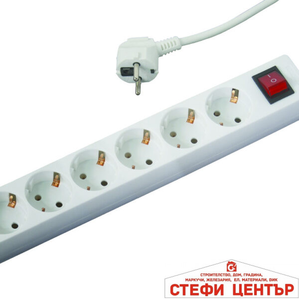 Разклонител 6 гнезда с кабел 1.5m х1.5mm2 с ключMK