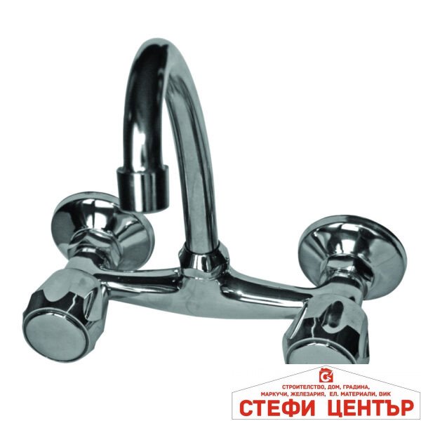 Смесител стенен двуръкохватков с розетка TopChrome