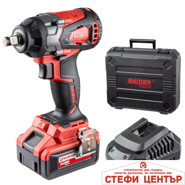 Гайковерт ударен безч. 20V 4-ск.4Ah 480Nm1/2"куфар RAIDER INDUSTRIAL RDI-IBW04