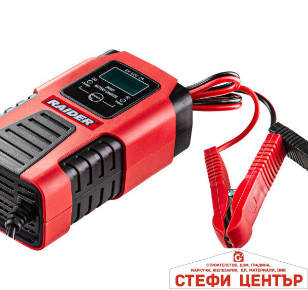 Зарядно за акумулатор инверторно 6/12V 45Ah LCD RAIDER RD-BC17