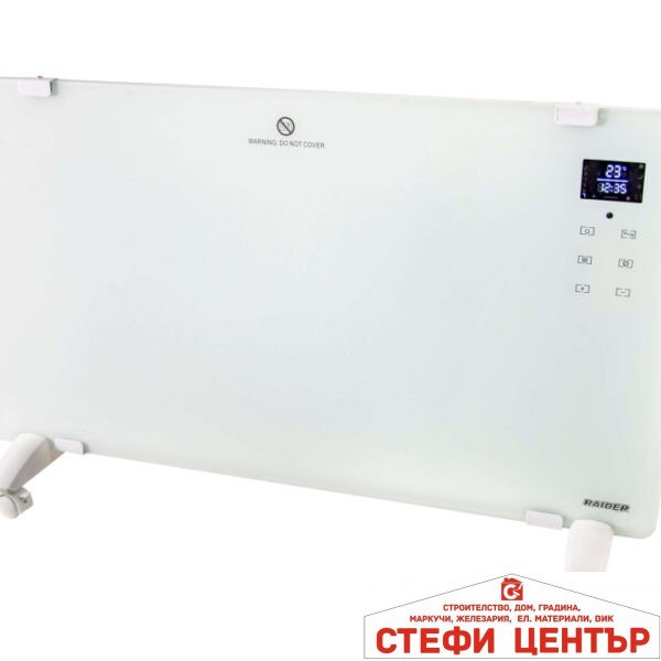 Конвектор със стойка 2kW бяло стъкло LED RAIDER RD-PH02
