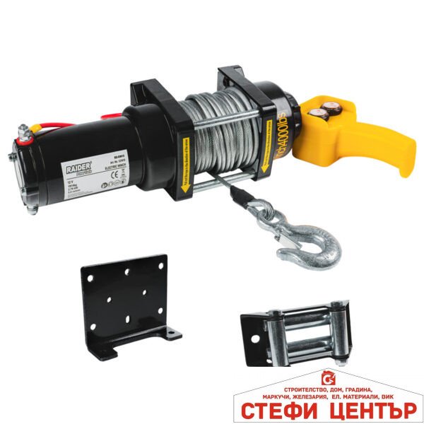 Автолебедка 12V 1814kg 4000lbs 2.76 kW Ø6.3mm 15m RAIDER RD-EW10