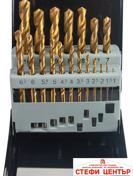 Свредла за метал 19бр ø1.0-10mm HSS + TIN к-т GADGET