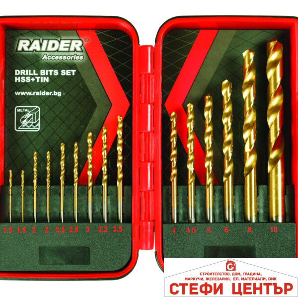 Свредла за метал 15бр. ø1.5-10mm к-т HSS+TIN