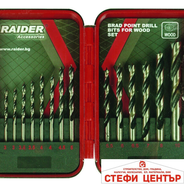 Свредла за дърво 15бр. ø3-10mm к-т