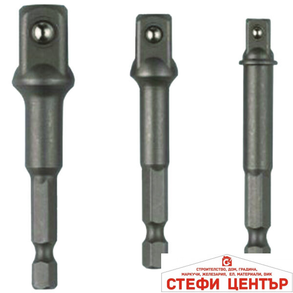 Адаптери от 1/4 HEX на 1/4 3/8 1/2 квадрат 3бр. RD