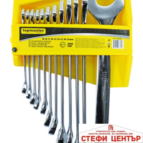 Ключ звездогаечен к-т 12бр 10-32mm CR-V Topmaster Professional хенгер