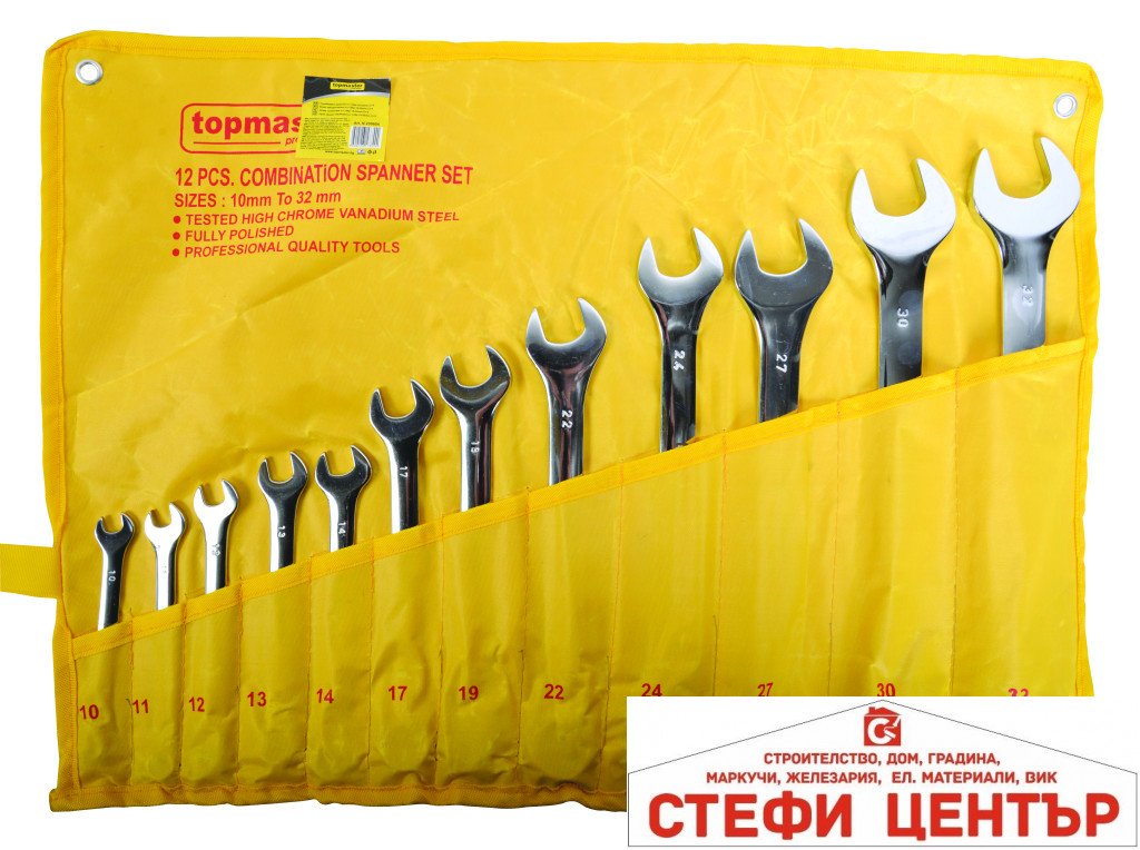 Ключ звездогаечен к-т 12бр 10-32mm CR-V Topmaster Professional Ключ звездогаечен к-т 12бр 10-32mm CR-V Topmaster Professional
