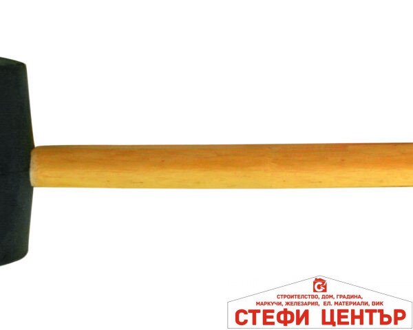 Чук гумен с обла дървена дръжка 900g черен Basic Skillco