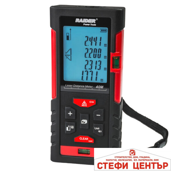 Ролетка лазерна 40m 4реда LCD Pythagoras Pro RAIDER RD-LDM01