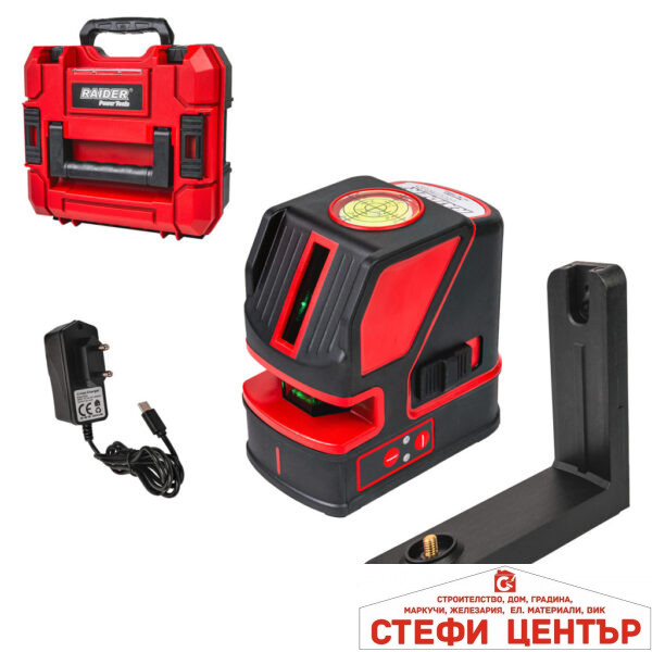 Нивелир лазерен зелени кръстосани линии 30m 180° RAIDER RD-CLG01