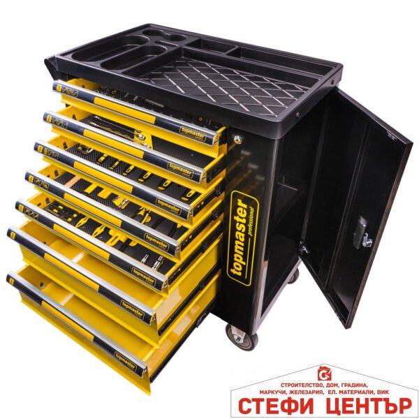 Количка за инструменти комплект 7 чекмеджета -219 части Topmaster Professional