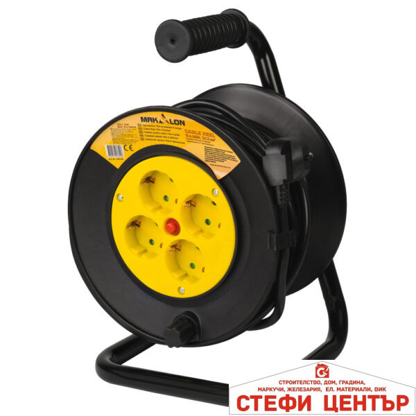 Удължител 15m на макара 4 гнезда MK