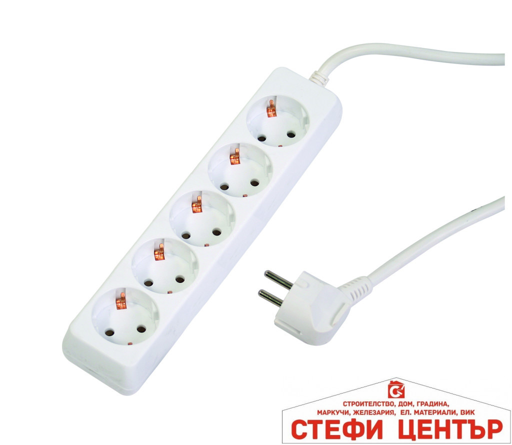 Разклонител 5 гнезда с кабел 3.0m х1.5mm2 MK Разклонител 5 гнезда с кабел 3.0m х1.5mm2 MK