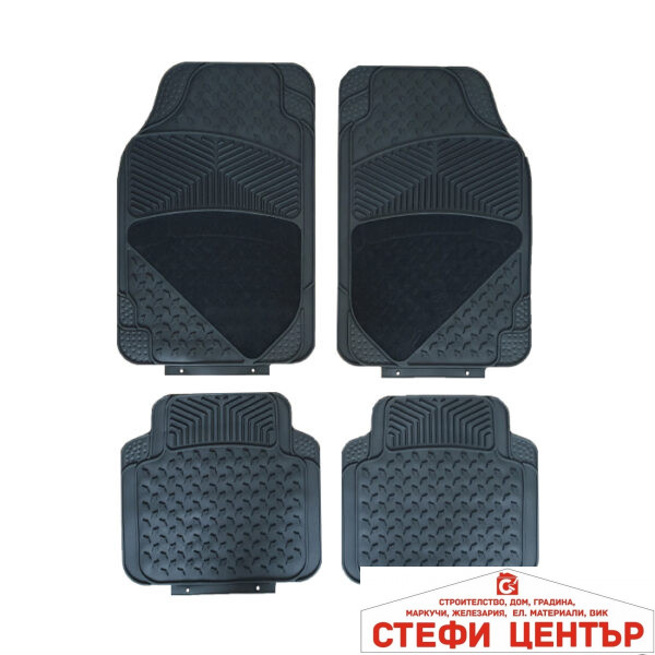Гумени стелки с мокет универсални 3005 черни 4бр/к-т