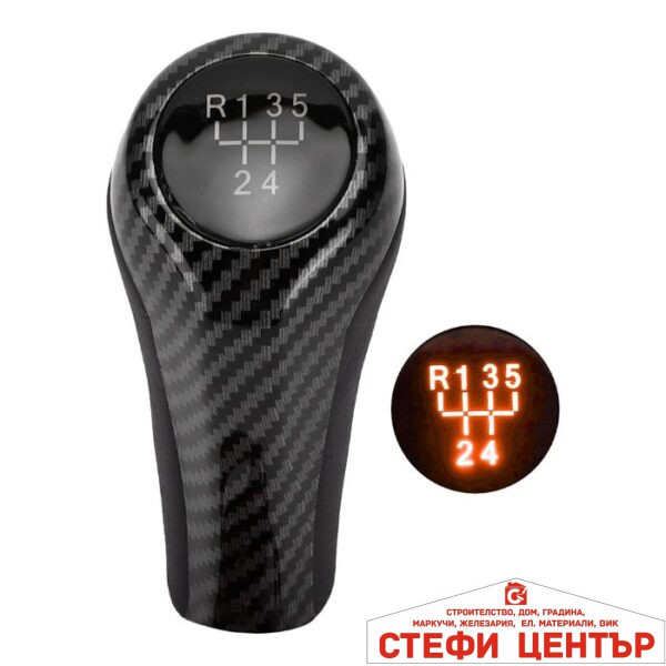 Топка за скоростен лост PA756 - 5 Скорости - Светеща - Карбон