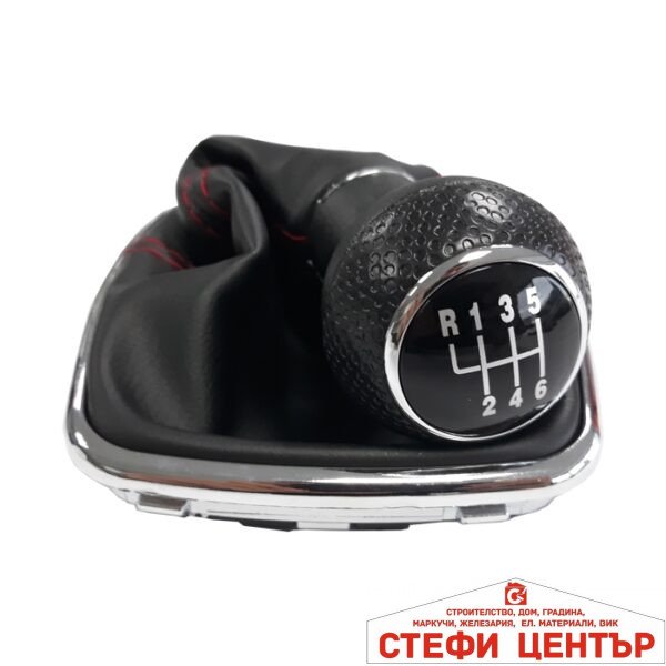 Топка за скоростен лост с маншон съвместима с VW Golf / Bora с 6 скорости - червен конец