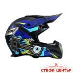 Мотокрос каска 188 - размер S - Matt Black/Blue - Image 2