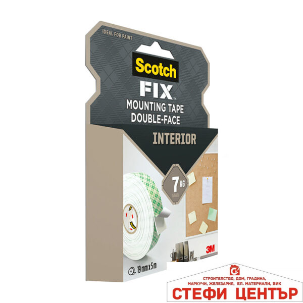 Двойнолепящо тиксо 3M Scotch FIX  19мм х 5м до 7кг Интериор