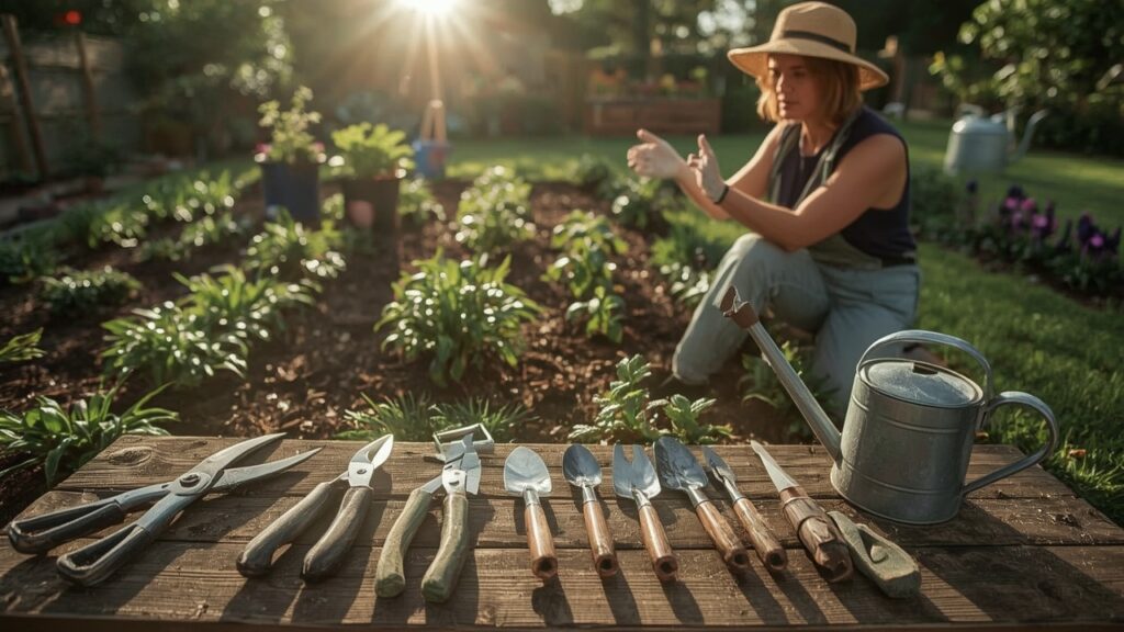 Градински инструменти и градинар
