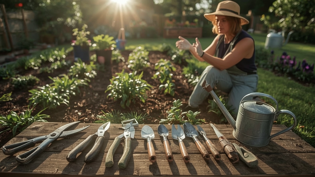 Градински инструменти и градинар