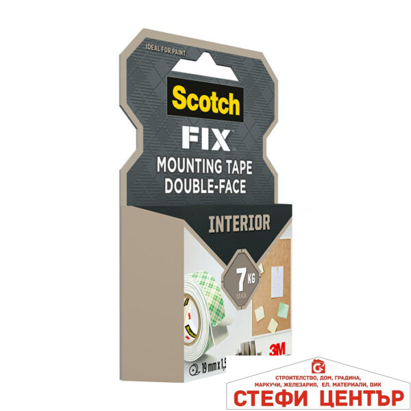 Двойнолепящо тиксо 3M Scotch FIX  19мм х 1.5м до 7кг Интериор